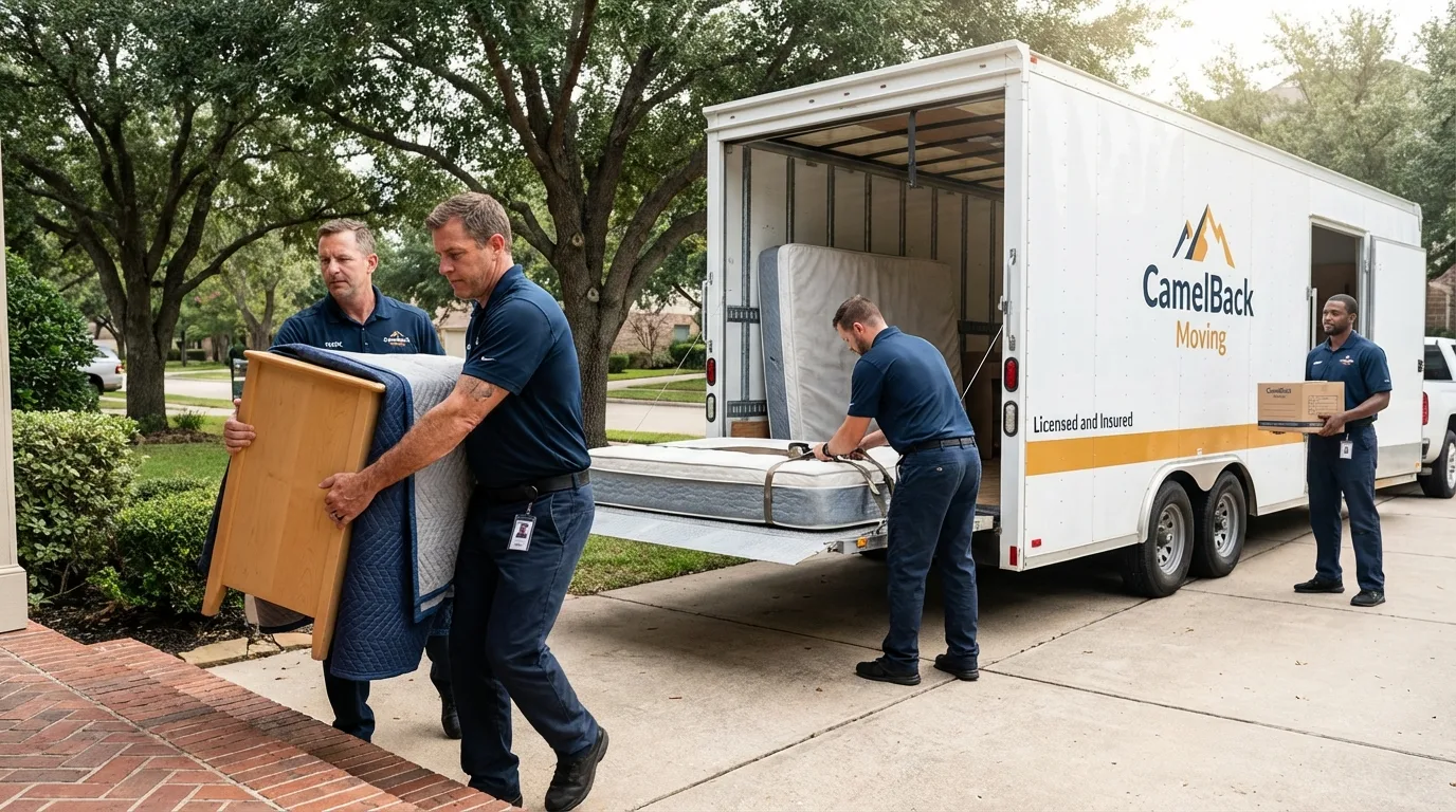 Crew loading residential truck for cross-state move from Jefferson City, TN