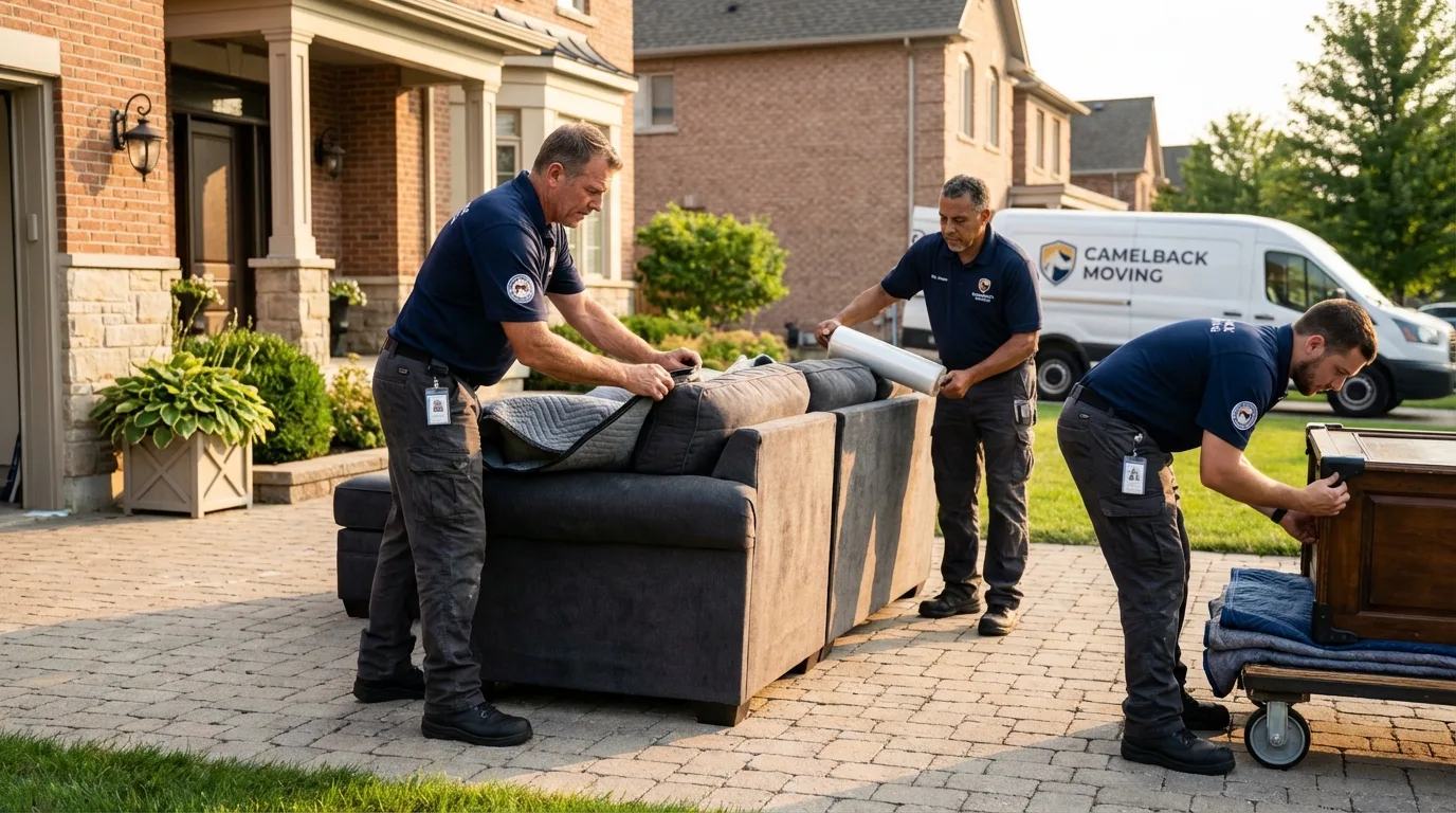 Large estate moving crew wrapping furniture in Jefferson City, TN