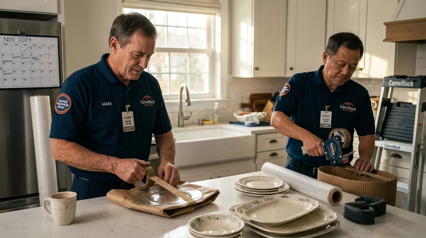 Professional crew packing kitchen dishware in Jefferson City, TN